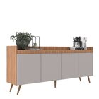 Buffet Aparador Retrô 4 Portas Mdp Yescasa Freijó E Fumê 180c