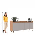 Buffet Aparador Retrô 4 Portas Mdp Yescasa Freijó E Fumê 180c