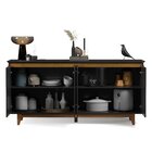 Buffet Aparador Retrô 4 Portas Pés Em Madeira Flow  Preto