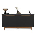 Buffet Aparador Retrô 4 Portas Pés Em Madeira Flow  Preto