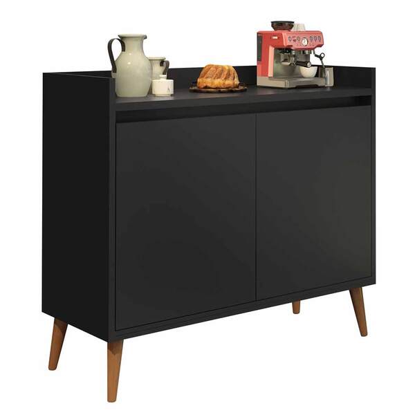 Buffet Aparador Retrô Clássico 2 Portas Preto - Moveisaqui