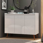 Buffet Aparador Retrô Clássico 3 Portas Branco Gloss - Moveis