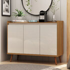 Buffet Aparador Retrô Clássico 3 Portas Freijó Com Off White