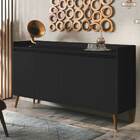 Buffet Aparador Retrô Clássico 4 Portas Preto - Moveisaqui