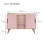Buffet Aparador Retrô Com 2 Portas Murano Carvalho E Rosa Cla
