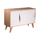 Buffet Aparador Retrô Com 3 Portas Murano Carvalho E Branco