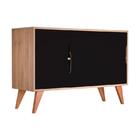 Buffet Aparador Retrô Com 3 Portas Murano Carvalho E Preto