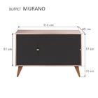 Buffet Aparador Retrô Com 3 Portas Murano Carvalho E Preto