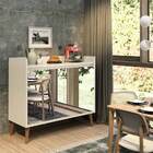 Buffet Aparador Retrô Com Espelho Clássico 2 Portas Off White