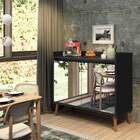Buffet Aparador Retrô Com Espelho Delux 2 Portas Preto - Move
