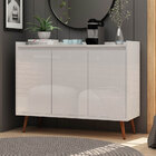 Buffet Aparador Retrô Delux 3 Portas Branco Gloss - Moveisaqui
