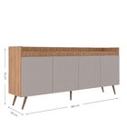 Buffet Aparador Retrô Freijó E Fumê Edi 4 Portas 180cm Mdp Ye
