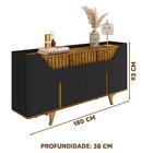 Buffet Aparador Ripado 180 Cm 2 Gavetas 4 Portas Preto Fosco