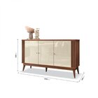 Buffet Argo Edn Móveis 3 Portas 140cm Pés Em Madeira Maciça N