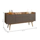 Buffet Armand Cinza Pérola Cedro 4 Portas Com Puxadores Cava