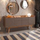 Buffet Armand Cinza Pérola Cedro 4 Portas Com Puxadores Cava