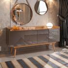 Buffet Armand Pérola Noce 4 Portas Com Puxadores Cava