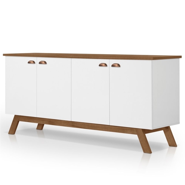 Buffet Atlanta II 4 Portas Branco e Madeira