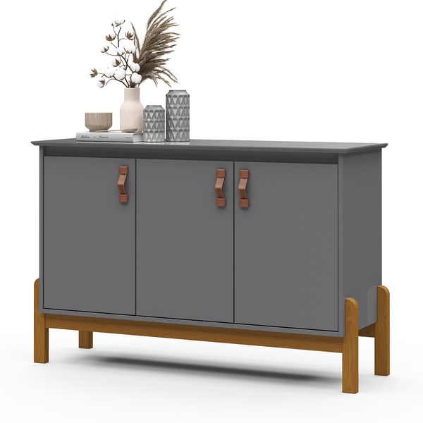 Buffet Balcão Aparador Sala de Jantar com Puxador em Couro e