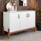 Buffet Balcão Aparador Sala de Jantar com Puxador em Couro e