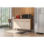 Buffet Balcão Cozinha Quartzo Pé Madeira Maciça