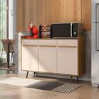 Buffet Balcão Cozinha Quartzo Pé Madeira Maciça