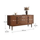 Buffet Balcão Pequeno Madeira 145 Cm 2 Portas 3 Gav Tecca