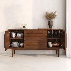 Buffet Balcão Pequeno Madeira 145 Cm 2 Portas 3 Gav Tecca