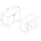 Buffet Balcão Ripado Amber 2 Portas 90,8cm Pés Em Madeira Mac