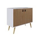 Buffet Balcão Ripado Amber Brise 2 Portas 90cm Pés Em Madeira