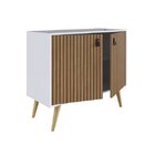 Buffet Balcão Ripado Amber Brise 2 Portas 90cm Pés Em Madeira