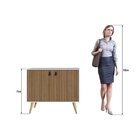 Buffet Balcão Ripado Amber Brise 2 Portas 90cm Pés Em Madeira