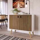 Buffet Balcão Ripado Amber Brise 2 Portas 90cm Pés Em Madeira