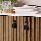 Buffet Balcão Ripado Amber Brise 2 Portas 90cm Pés Em Madeira