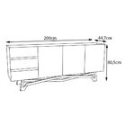 Buffet Balcão Sala De Jantar 200cm Tampo De Vidro Aaron Off W