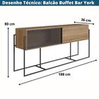 Buffet Balcão York 2 Pt Hanover E Preto
