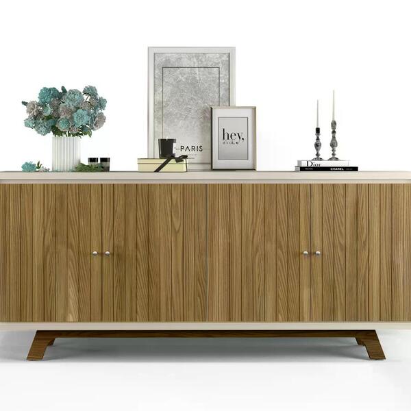 Buffet Bancada 04 Portas Mercuri Carvalho Europeu Creme Dj Mo