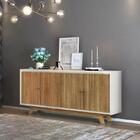 Buffet Bancada 04 Portas Mercuri Carvalho Europeu Creme Dj Mo