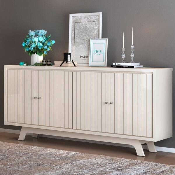 Buffet Bancada Mercuri 4 Portas Creme Tana Decor