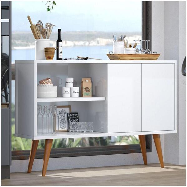 Buffet Branco 4 Pés Palito & 2 Portas Para Sala De Estar
