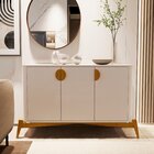 Buffet Buriti Com Puxador E Pés Em Madeira Maciça Offwhite