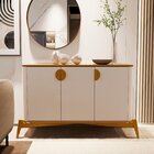 Buffet Buriti Com Puxador E Pés Em Madeira Maciça Offwhite/na