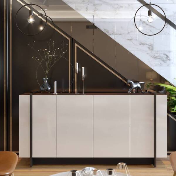 Buffet Chanel 160cm Off White Nogueira Real Preto Fosco  Tana