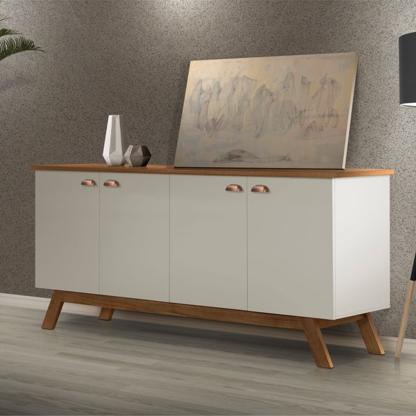 Buffet Classic 4 Portas Off White E Madeira