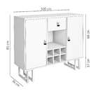 Buffet Com Adega E Nichos Branco Pés Metálicos Preto Moderno