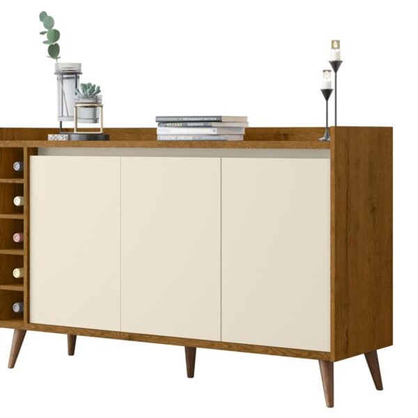 Buffet Com Adega Estilo Freijó Com Off White - Moveisaqui