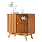 Buffet Com Lateral De Vidro E 2 Portas Ripado Lyon Nature