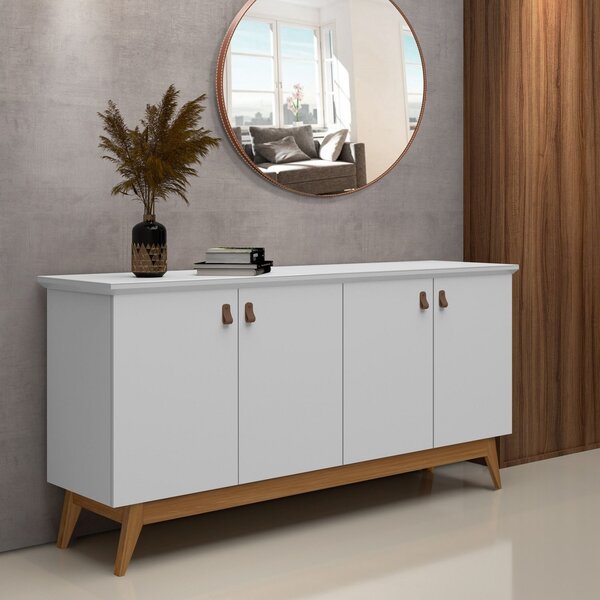 Buffet Com Pés 4 Portas 2 Prateleiras Absolut Branco