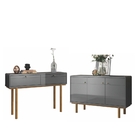 Buffet Com Porta E Aparador Adams Cinza Perolizado Tauari