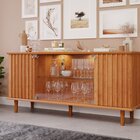 Buffet De Sala De Jantar 4 Portas Com Led E Pés Em Madeira Ma